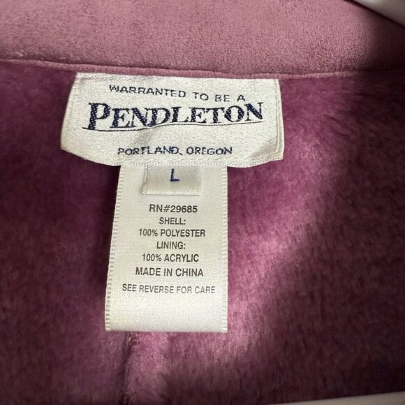 Pendleton Vest Women's Size Large Pink Zip Front Two Pockets Faux Leather - Picture 4 of 6